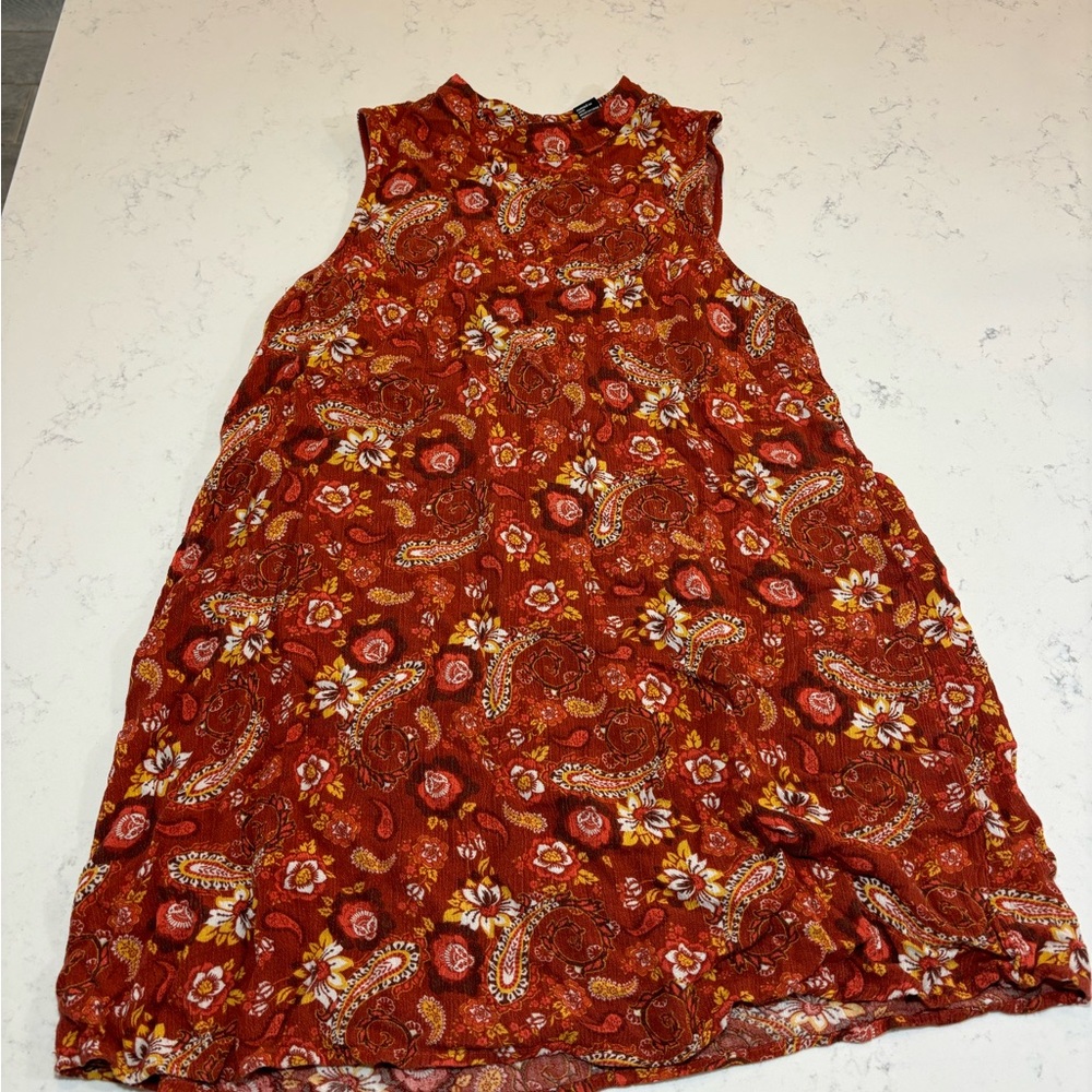 Red and yellow floral dress FOR PETITE